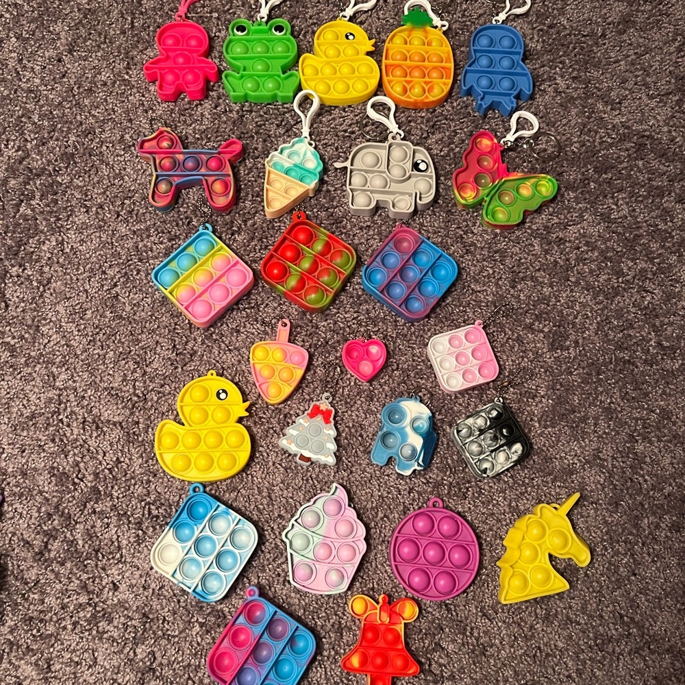 Pop It Keychain Fidget Toys Bundle Of 25
